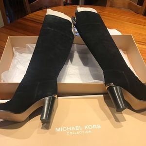 Michael Kors Regina Over the Knee black suede boot